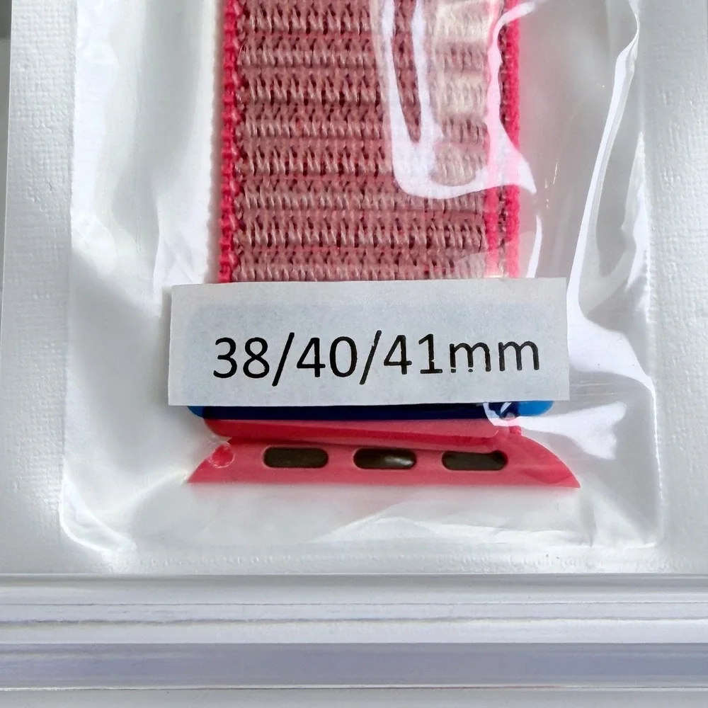 Pink Nylon Sport Loop Watch Band for 38mm 40mm 41mm Smartwatch Strap
